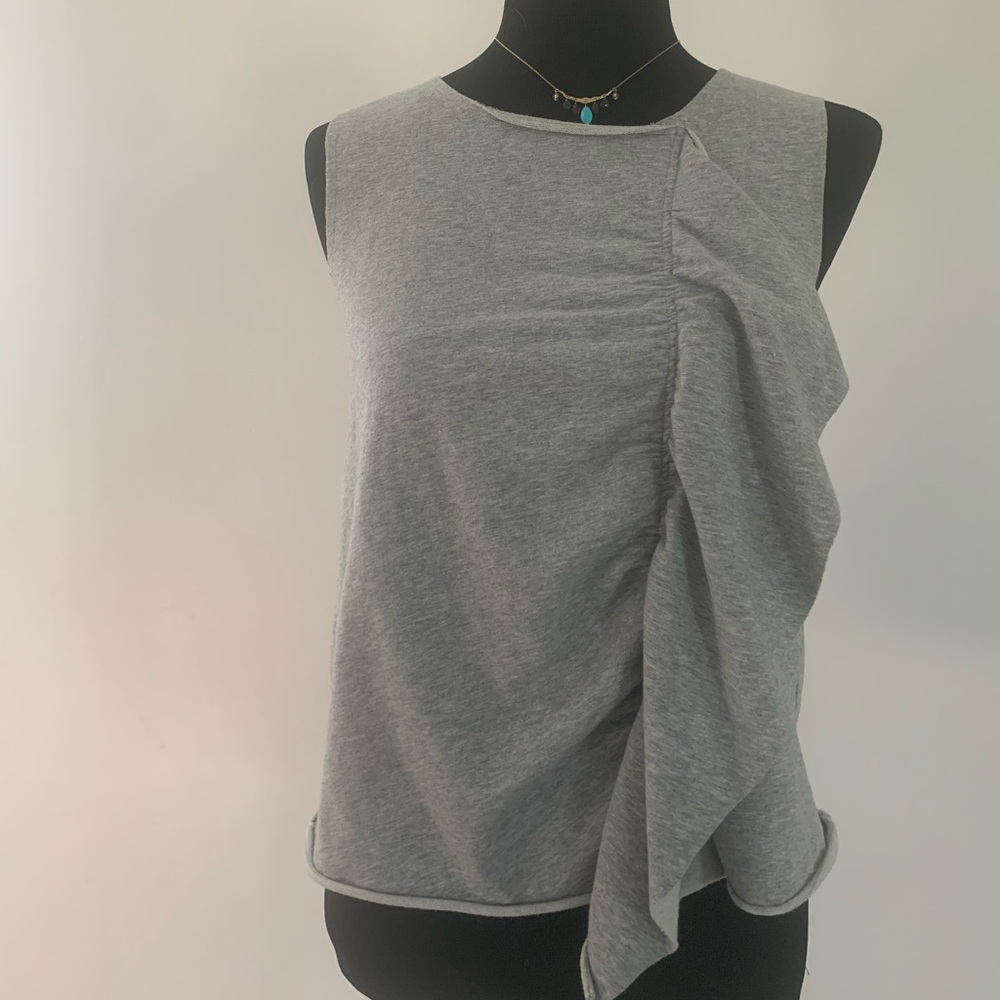 Gray ruffled muscle tee